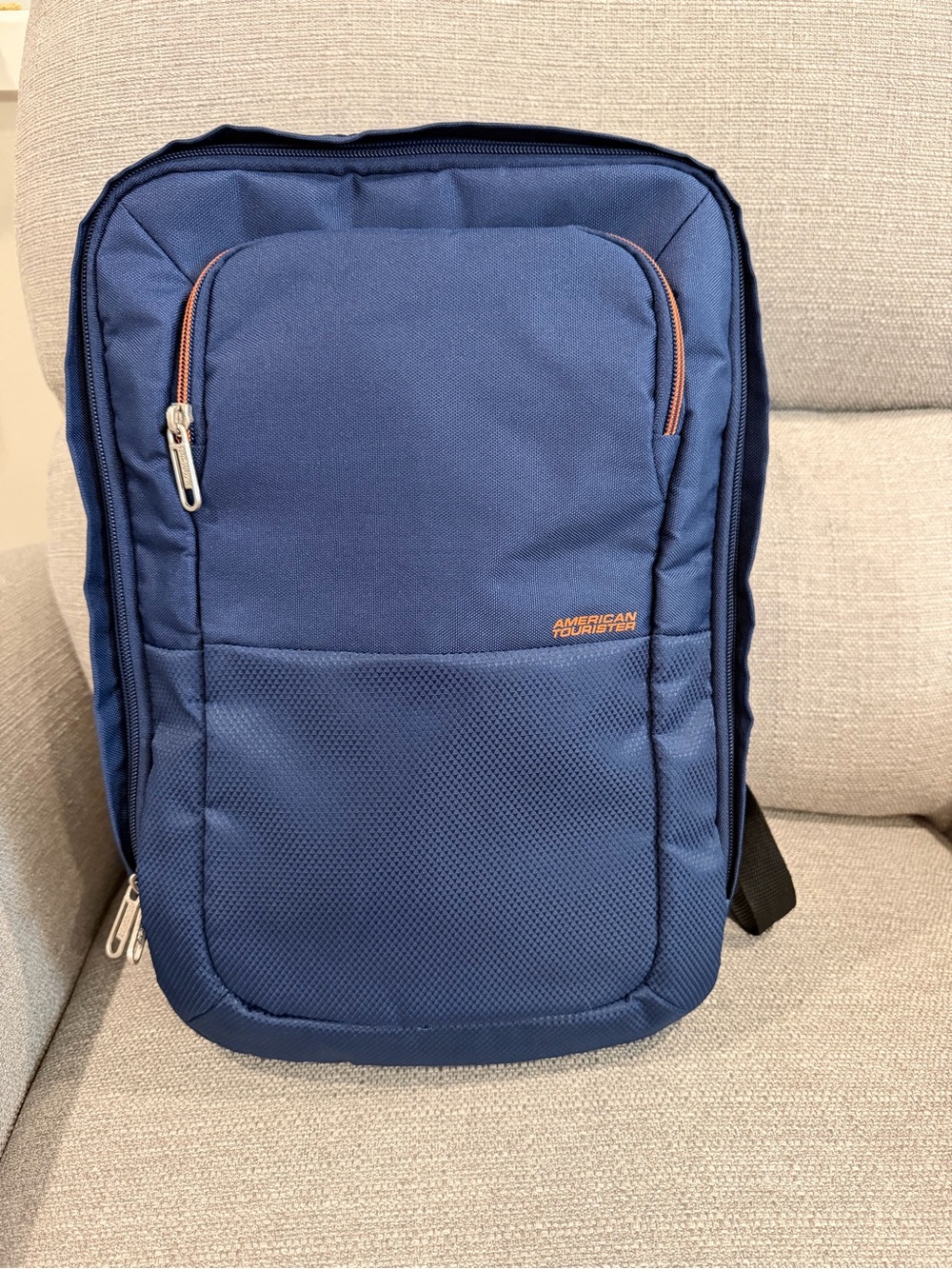American Tourister Blue Men's Everyday Backpack with Orange Trim